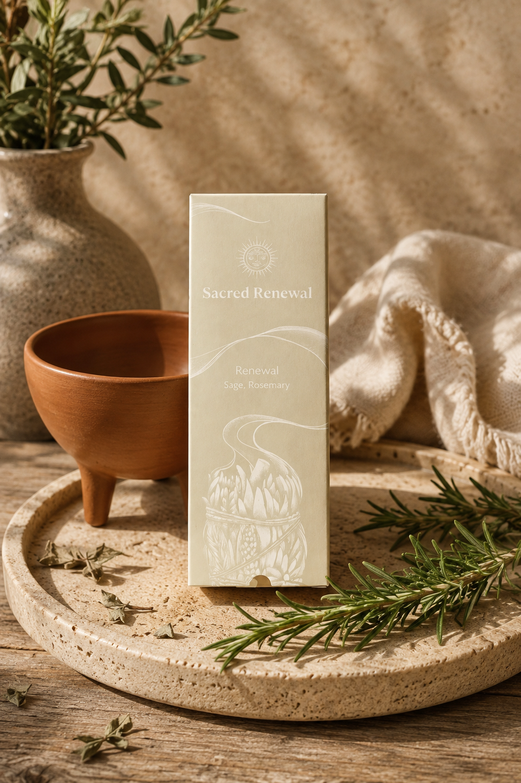 Sage rosemary smudge bundle — Egyptian wild sage from Saint Catherine, Sinai blended with fresh rosemary for mental clarity, memory and focus rituals