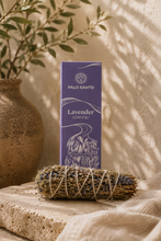Load image into Gallery viewer, Lavender smudge bundle hand harvested from the sacred mountains of Saint Catherine, Sinai — natural calming and purifying ritual tool for anxiety relief and sleep