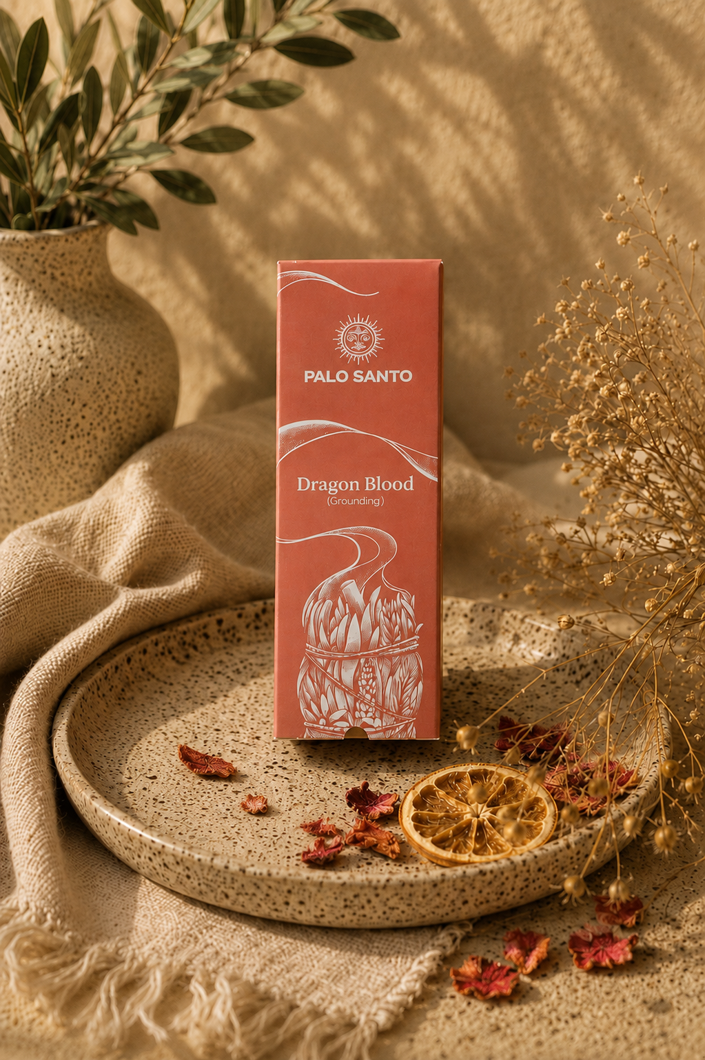 Dragon's Blood sage smudge bundle — Egyptian wild sage from Saint Catherine, Sinai infused with Dragon's Blood resin for powerful protection and energy clearing rituals